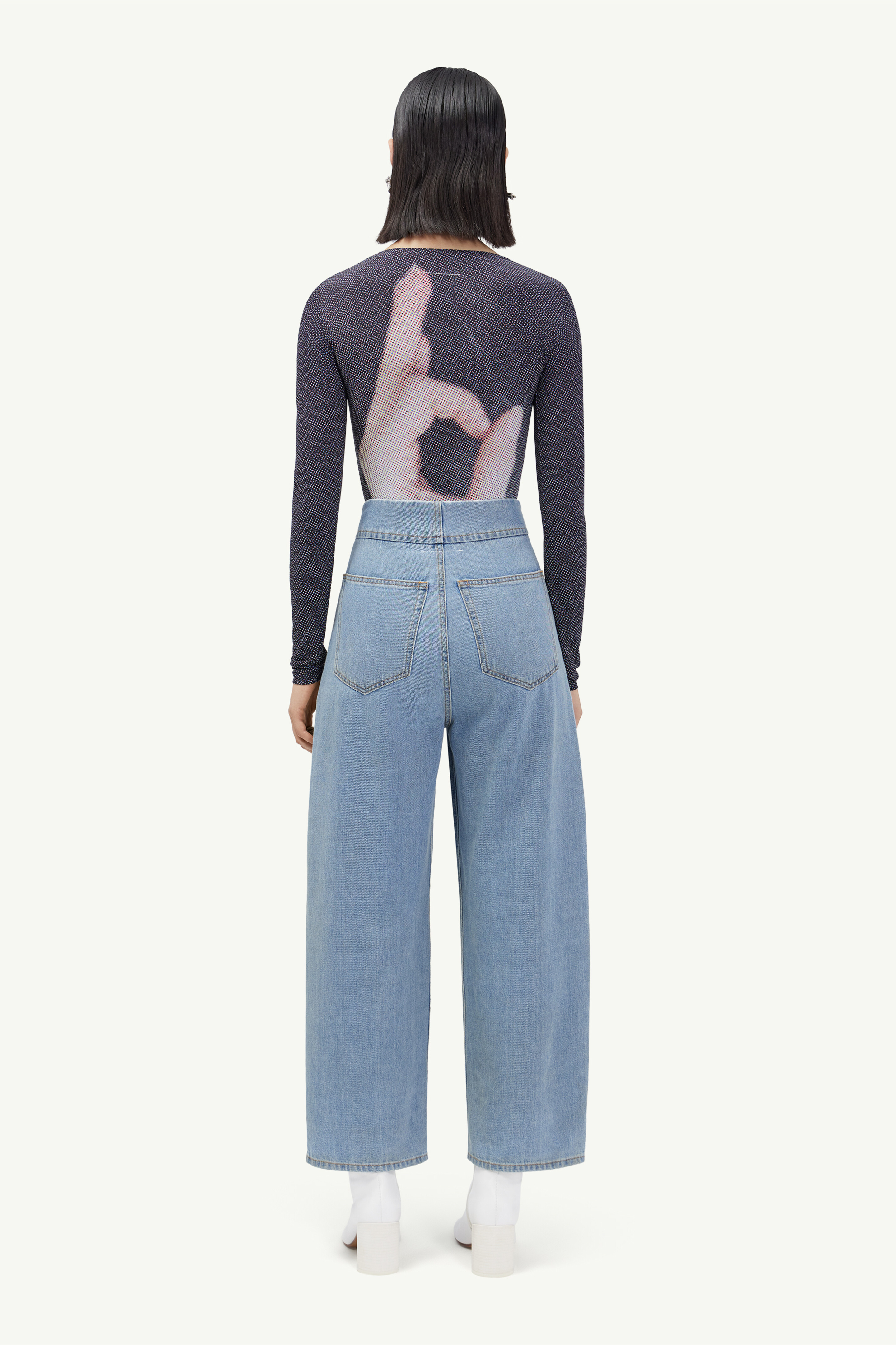Jean cropped à taille mi-haute