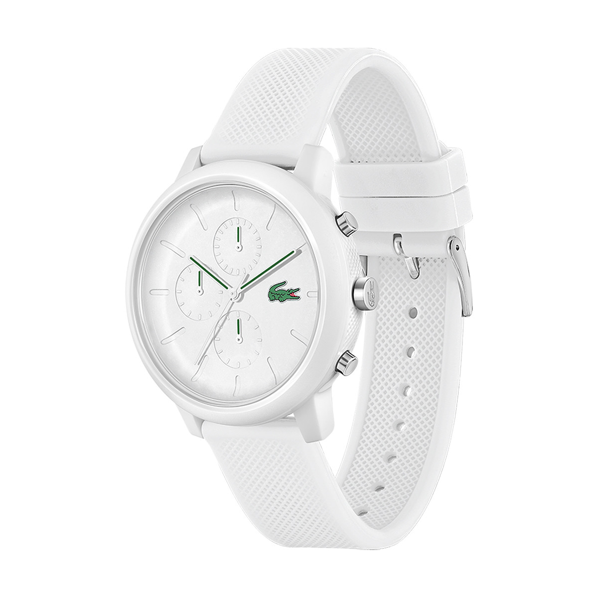 Montre LACOSTE.12.12 chrono homme bracelet silicone blanc