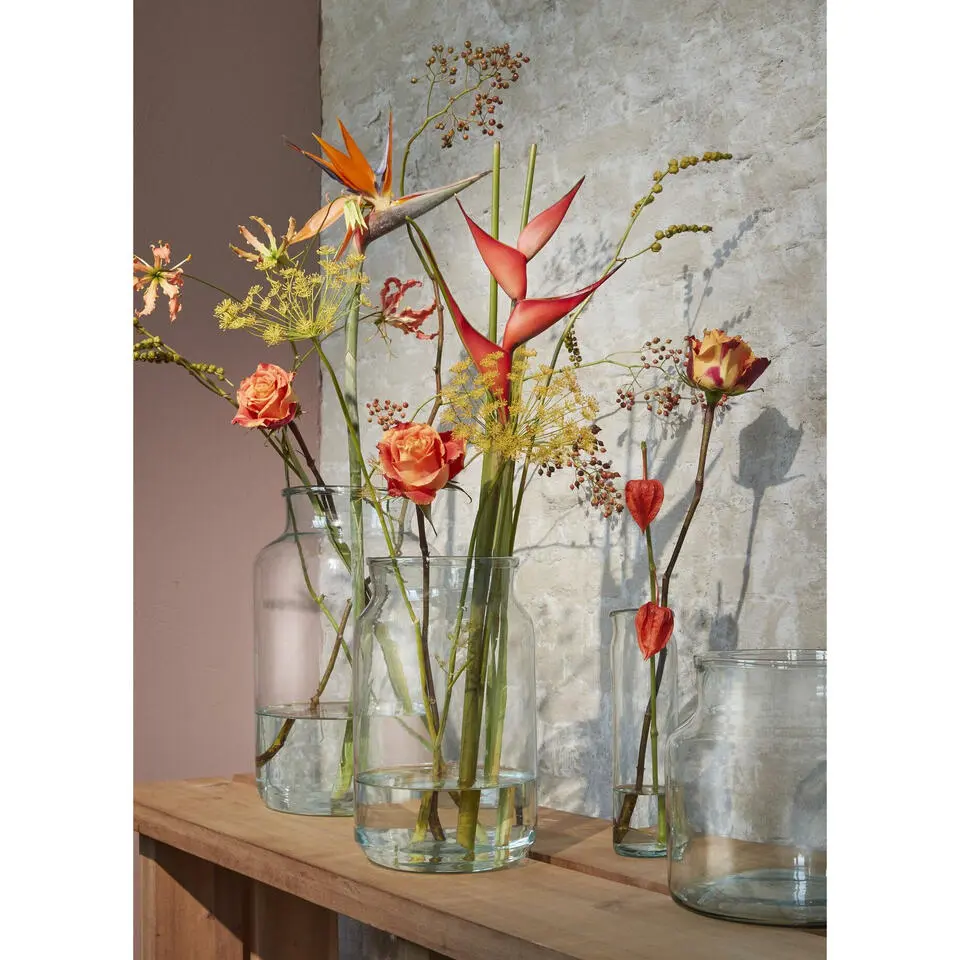 Mica Decorations Vaas - meklbus - transparant - glas - 20 x 21 cm