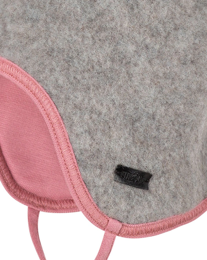 Wollfleece-Zipfelmütze KONTRAST in moonrock