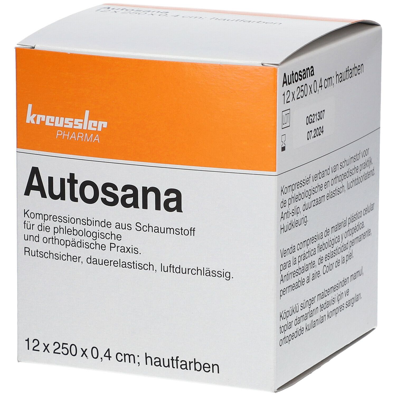 Autosana Kompressionsbinde aus Schaumstoff 12 cm x 2,5 m x 0,4 cm hautfarbend