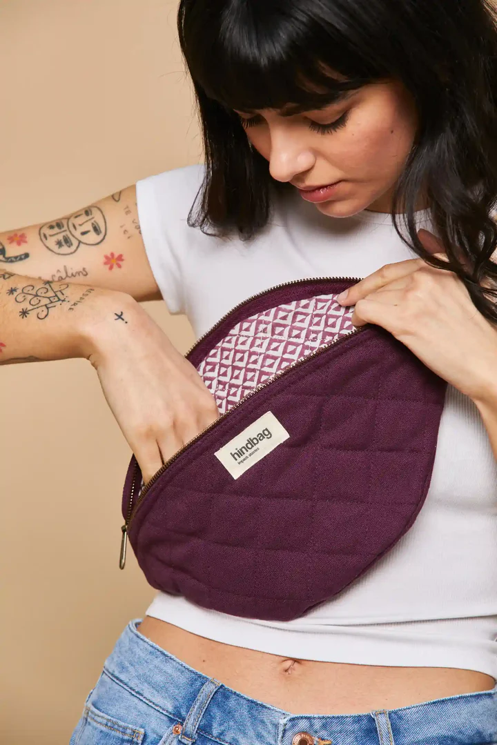 Sac banane matelassé Olivia Prune