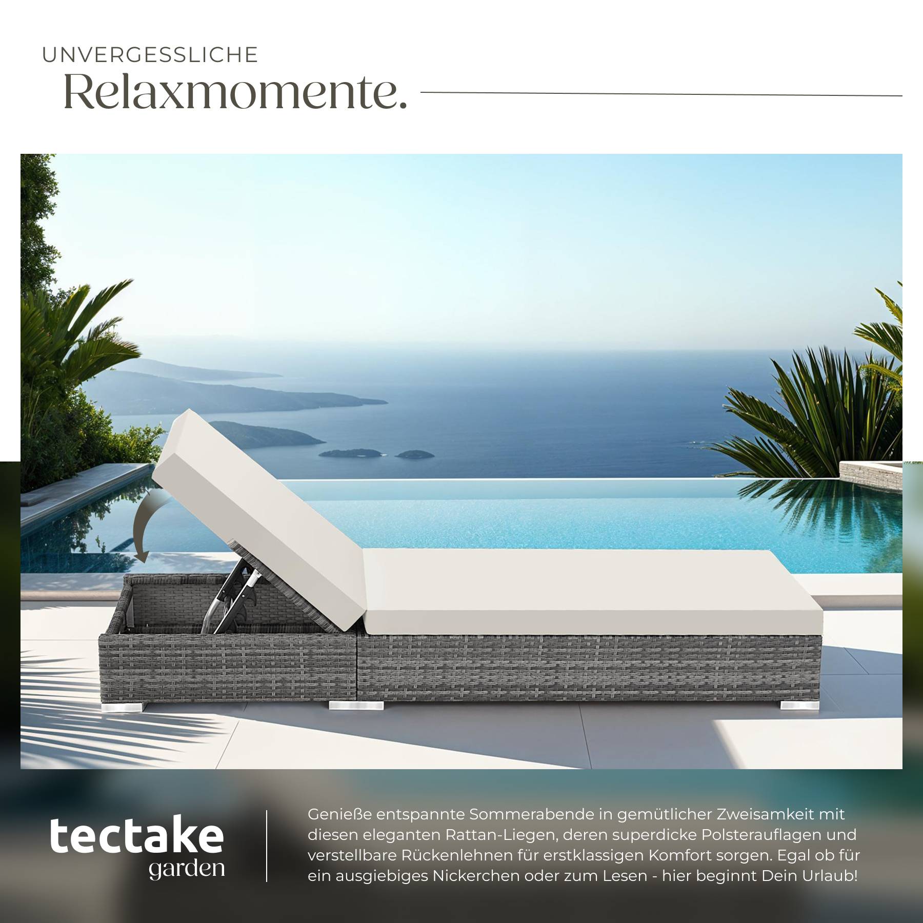 2er Set Rattan Sonnenliegen