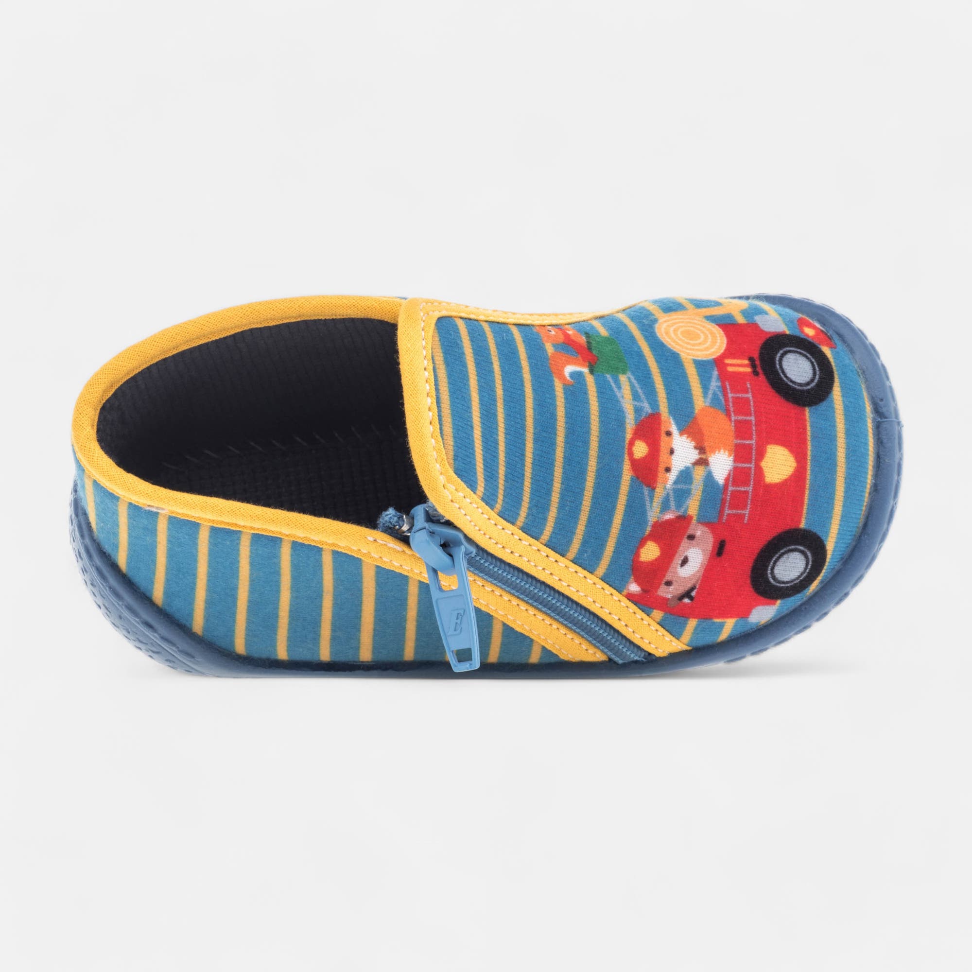 Pantoufles botillons zippés Bébé garçon bleu