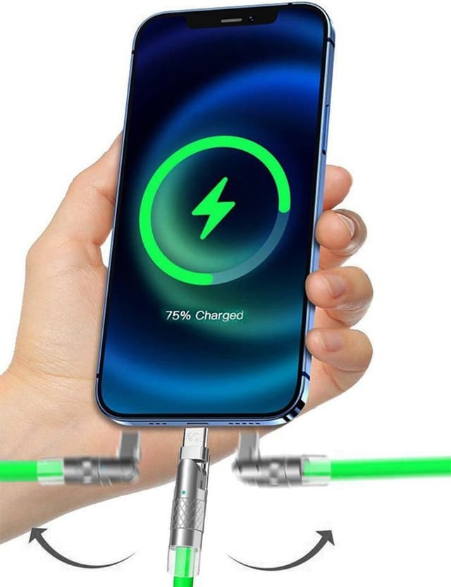 120W flydende silikone 90° rotation hurtigopladningskabel med USB-mikroport 1,2 m Grøn