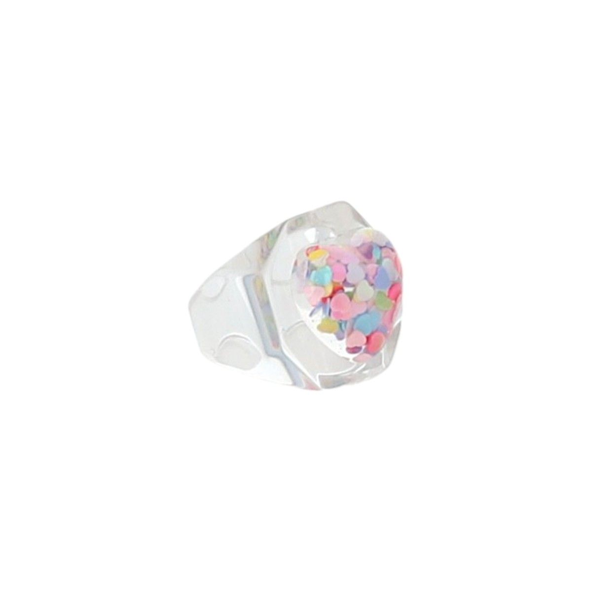 Bague cœur confettis multicolores Roodoudou