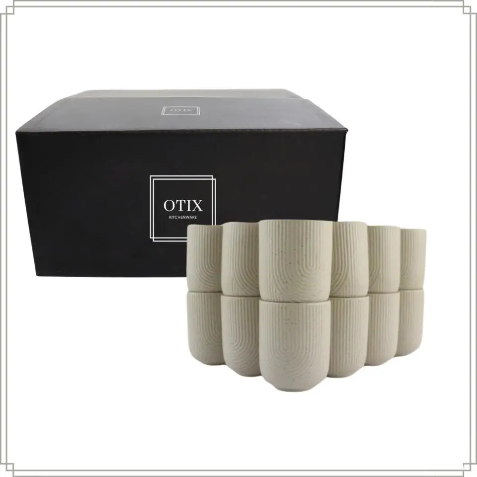 OTIX Koffiekopjes Zonder Oor Set van 12 Koffietassen Theemok 190ml