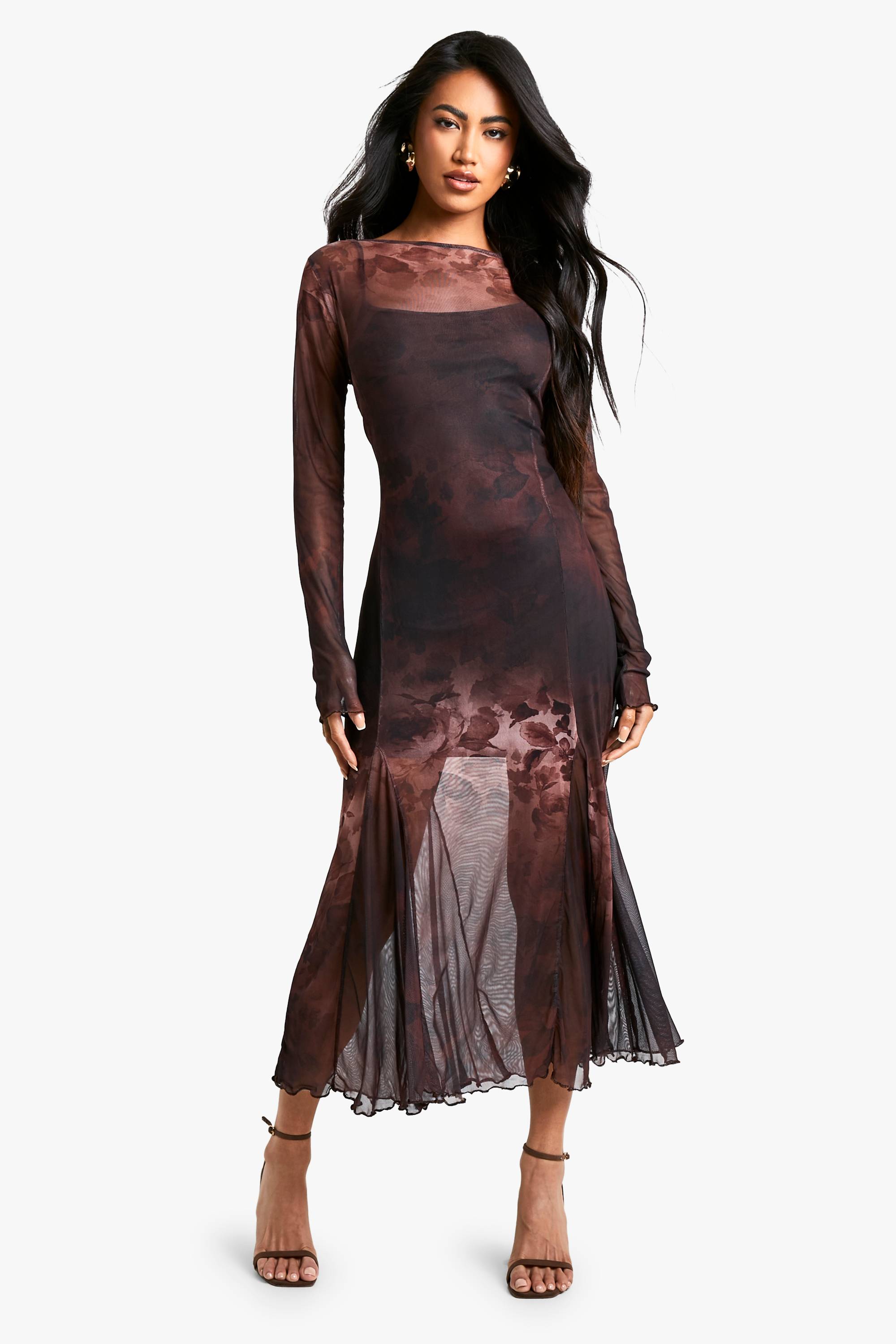 boohoo Robe Maxi à Ourlet Godet Floral