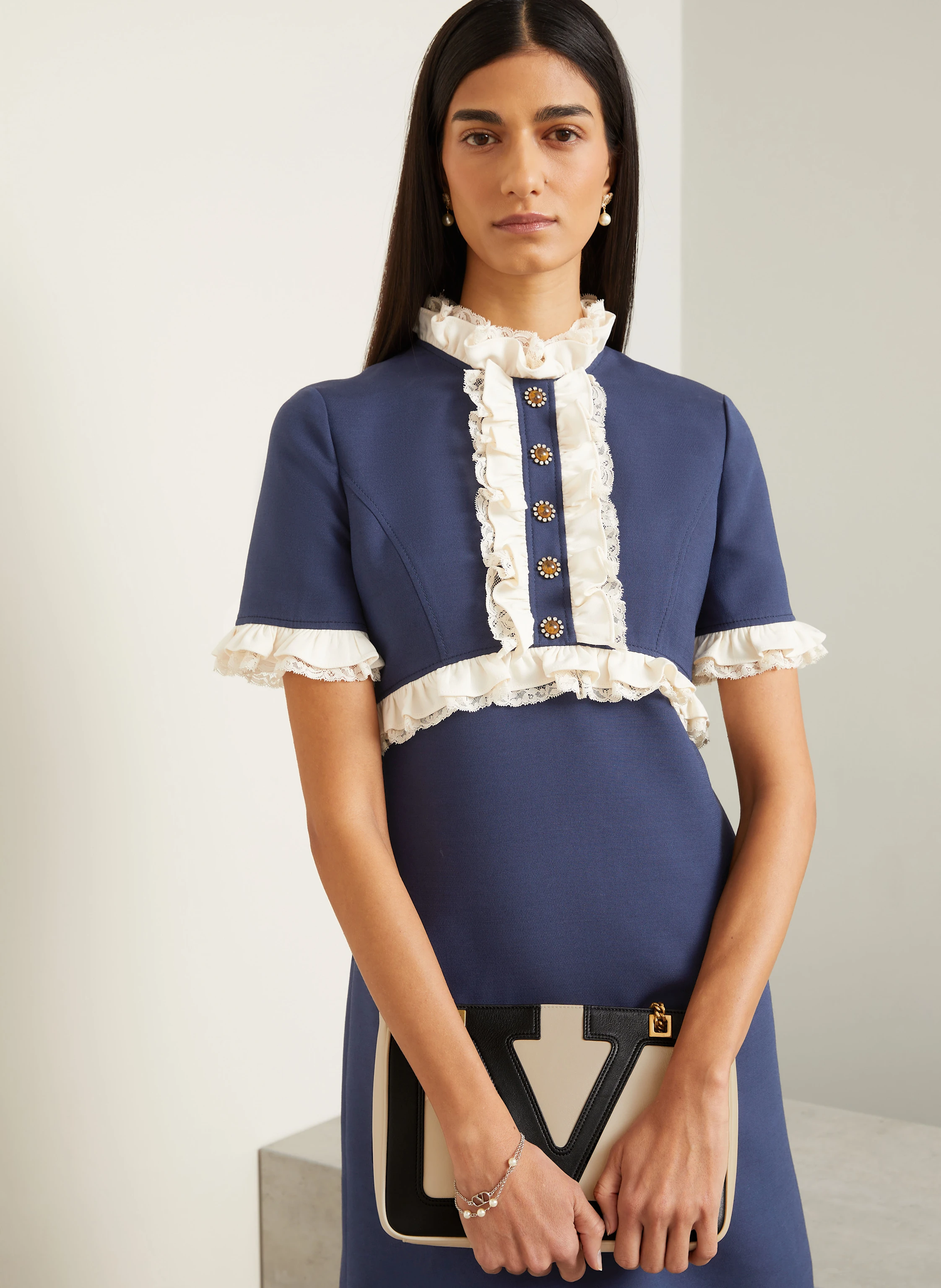 VALENTINO Kleid mit Seide und Spitze