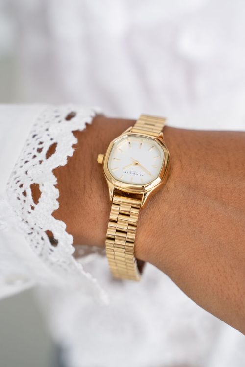 Vintage zeshoekig horloge met schakelband