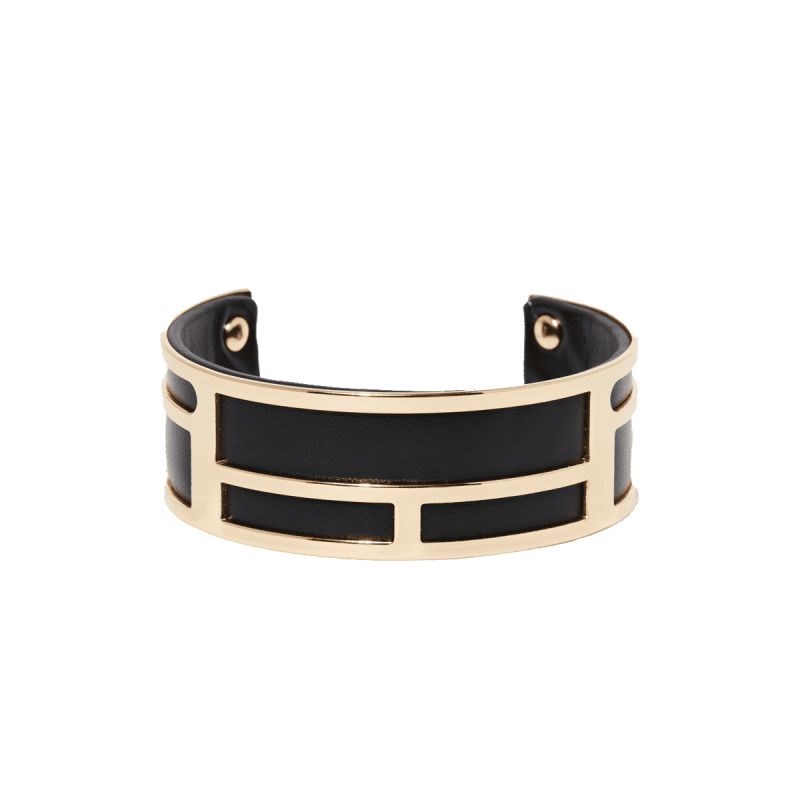 Bracelet émail simili cuir Noir 