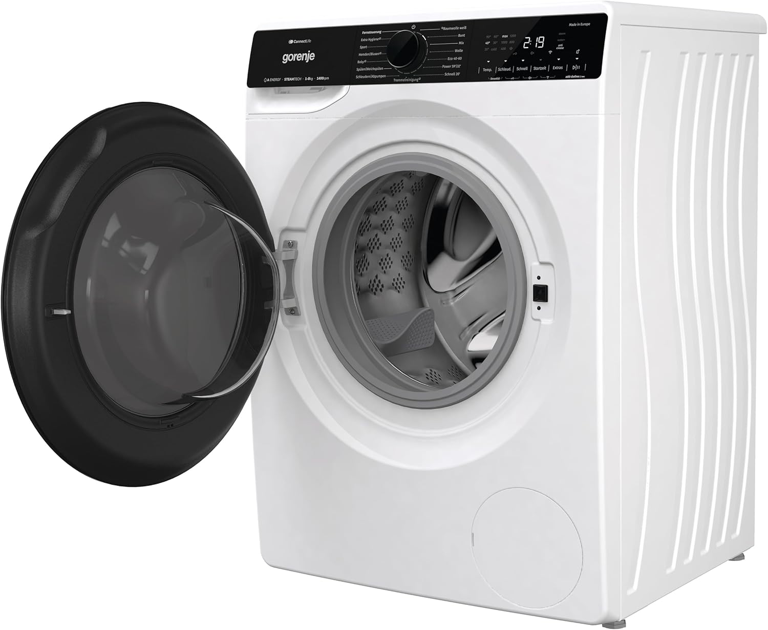 Gorenje WPNA84A2TS Waschmaschine mit Dampffunktion/ConnectLife / 8Kg / 1400 U/min / 15 Programme/Totaler AquaStop/Wave Active Trommel/ExtraHygiene/PowerWash/Schnell Waschgang/EEK: A-20%