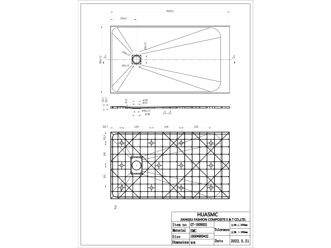 Receveur extra-plat à poser ou à encastrer découpable en résine SMC - Blanc - 160 x 90 cm - MIRNOSA