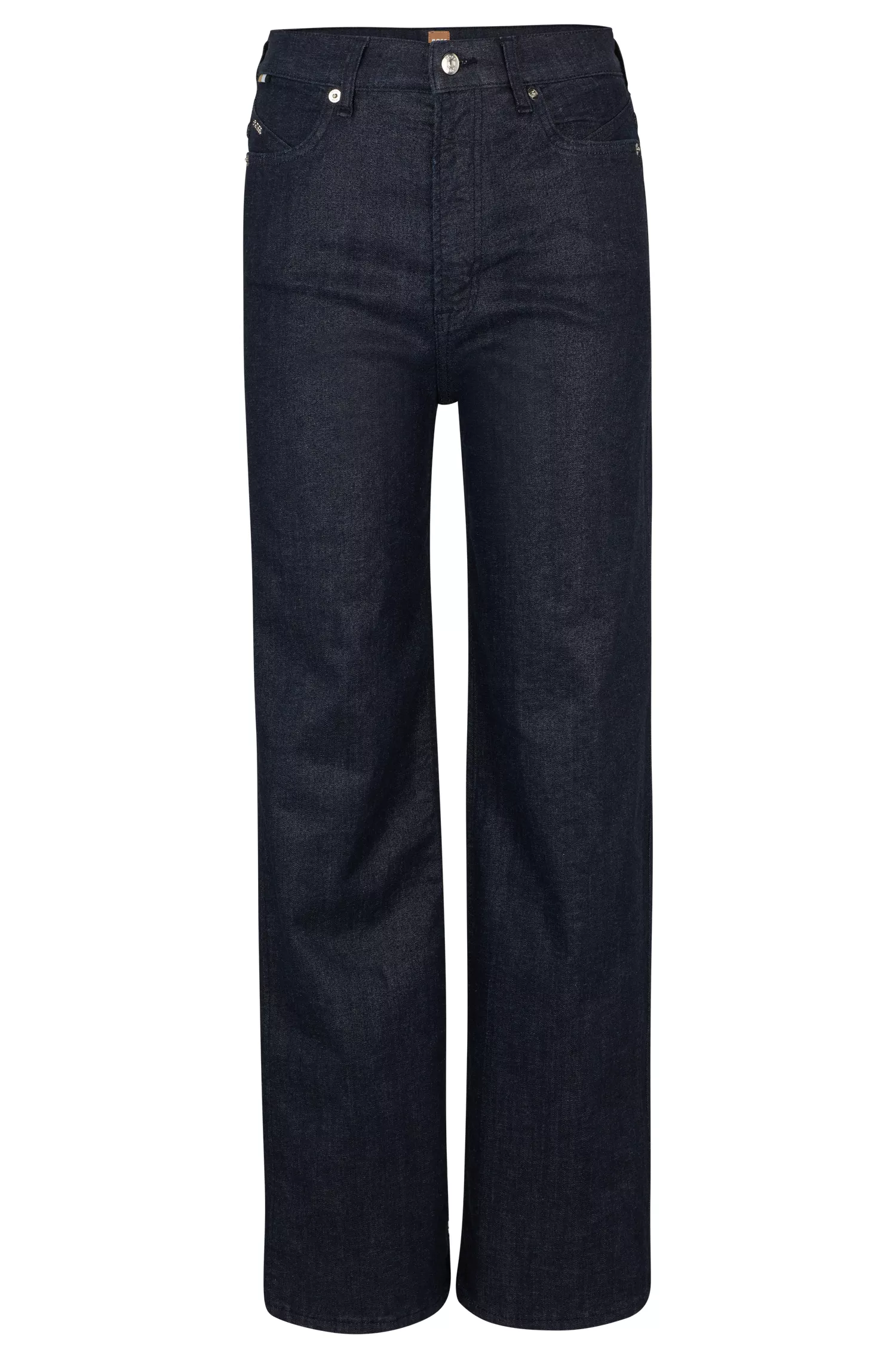 Calça jeans BOSS preta de cintura alta em denim elástico azul