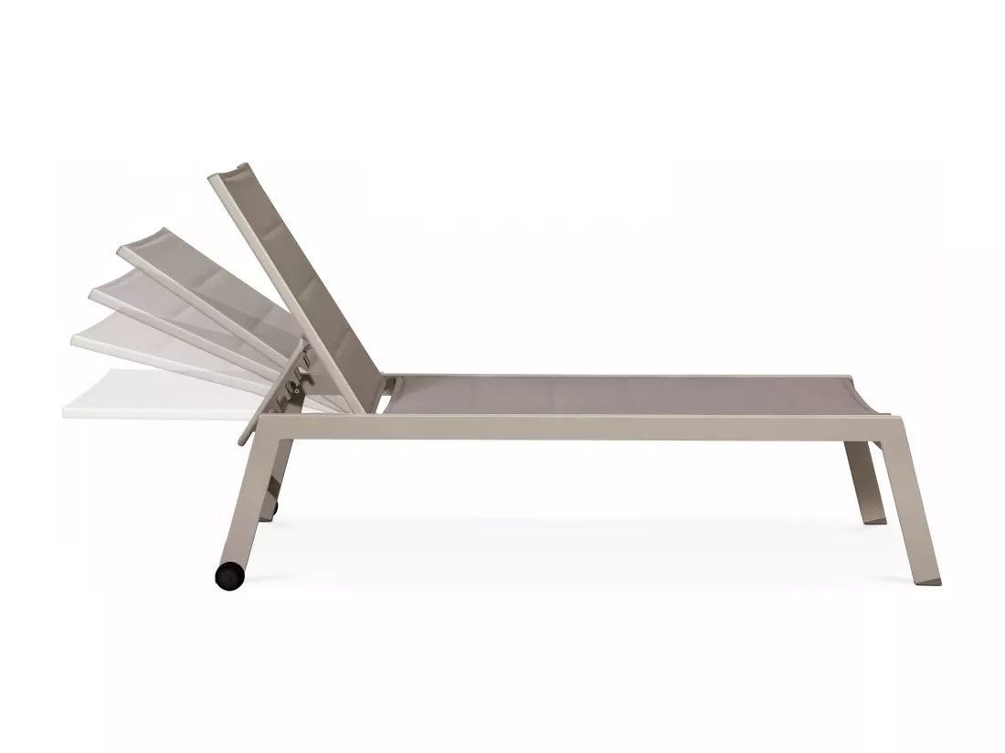 Lot de 2 bains de soleils en aluminium taupe - Nouméa