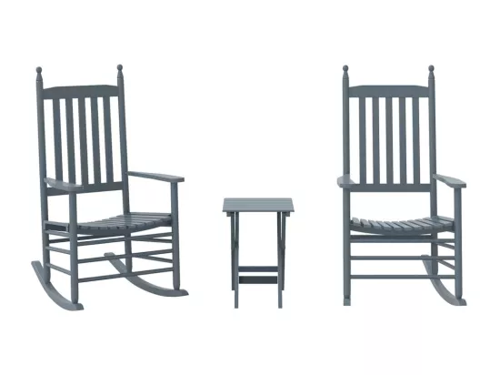 Chaises à bascule lot de 2 table pliable gris massif peuplier