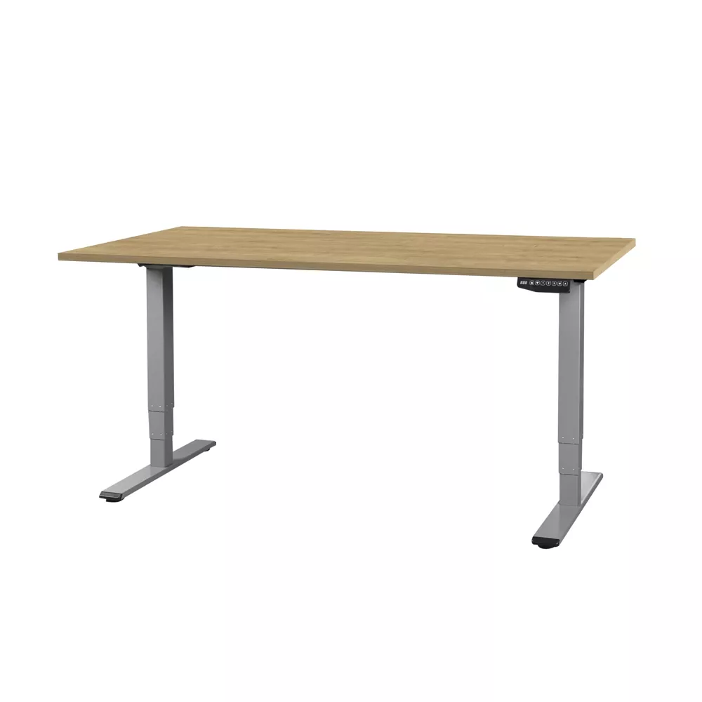 CONTINI höhenverstellbarer Bürotisch 200 x 90 cm Eichendekor / Gestell dunkelgrau