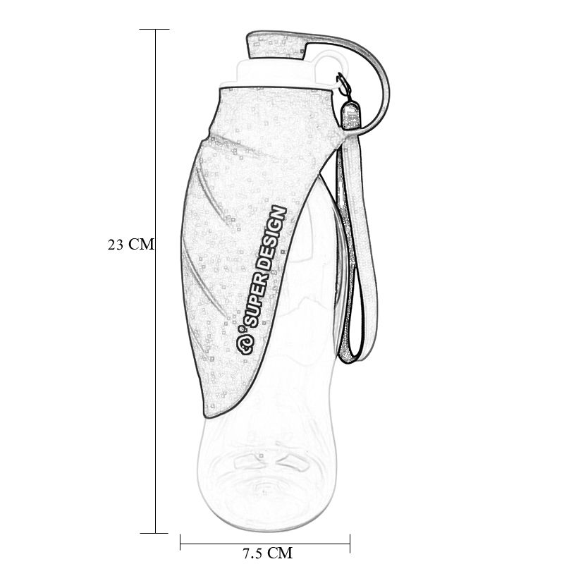 (580ml) Tragbarer Hunde Wasserspender Trinknapf Wasserflasche mit Trageschlaufe - Türkis / Transparent