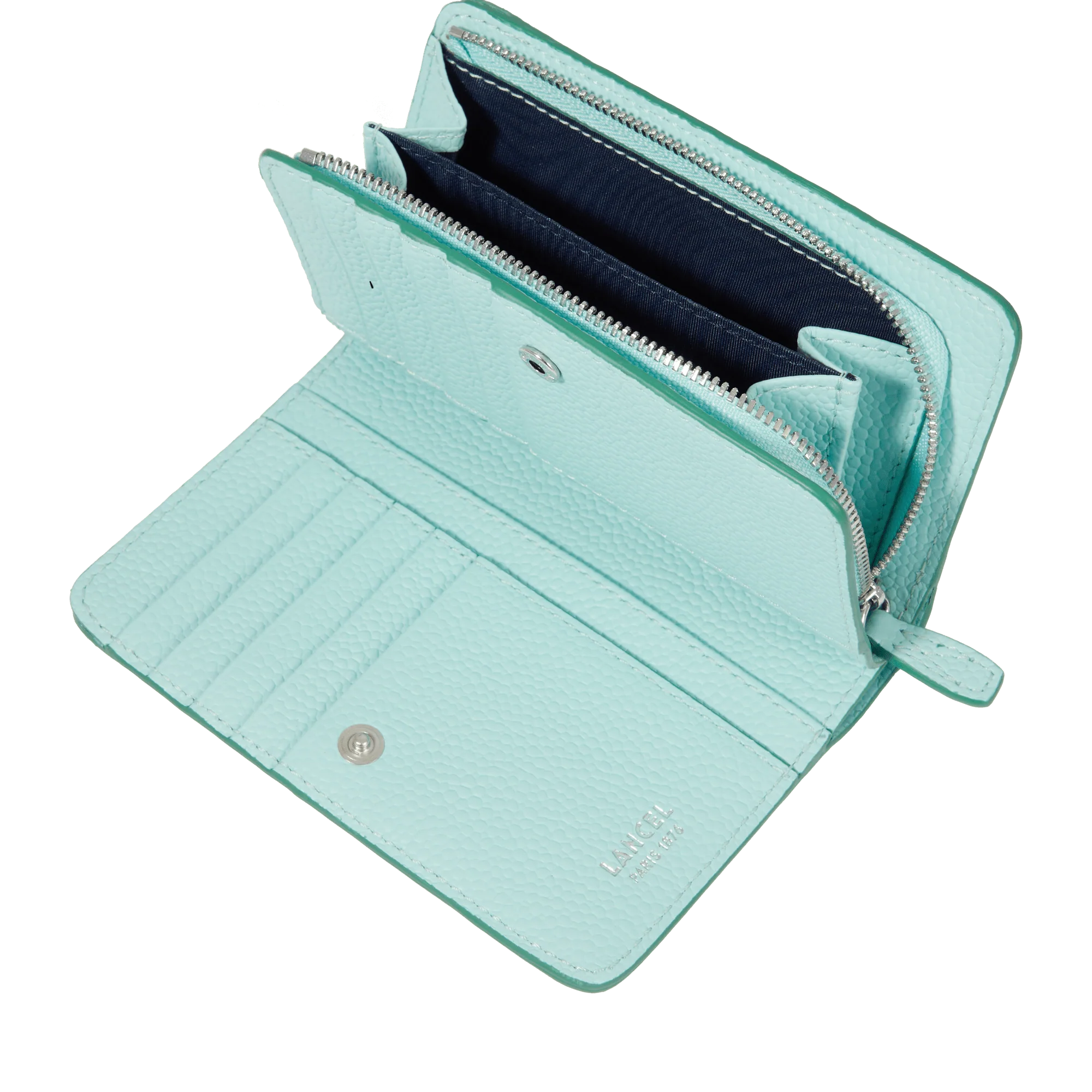 Zipped rectangular compact wallet Ninon de Lancel-Menthe/Emeraude