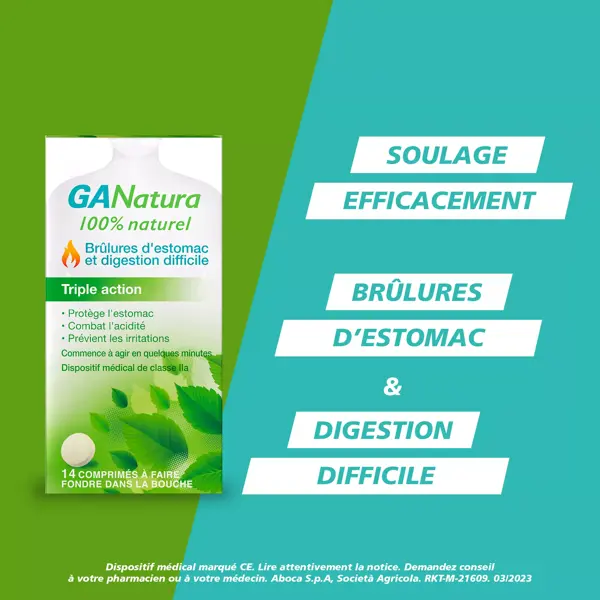 GANatura Alívio 100% Natural para Azia e Indigestão - 14 Comprimidos