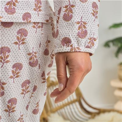 Pyjama femme jersey motif fleurs et pois