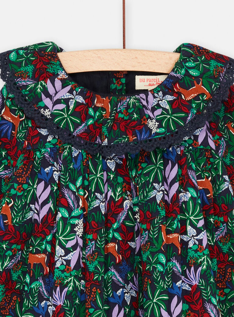 Robe fleuri avec manches longues pour bébé fille