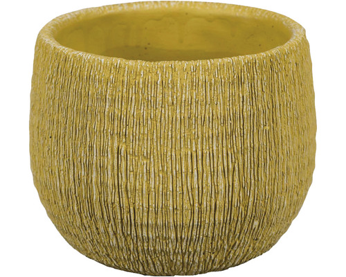 Fez stenen plantenbak, Ø 13,5 cm, H 10,5 cm, geel