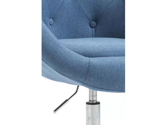 Tabouret de bureau - Tissu & Métal chromé - Bleu - London V2 Stoff
