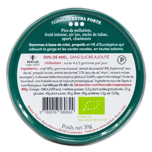 Ballot-Flurin Propolis Gommes Extra Fortes Pyrénées Gorge Bio 30g