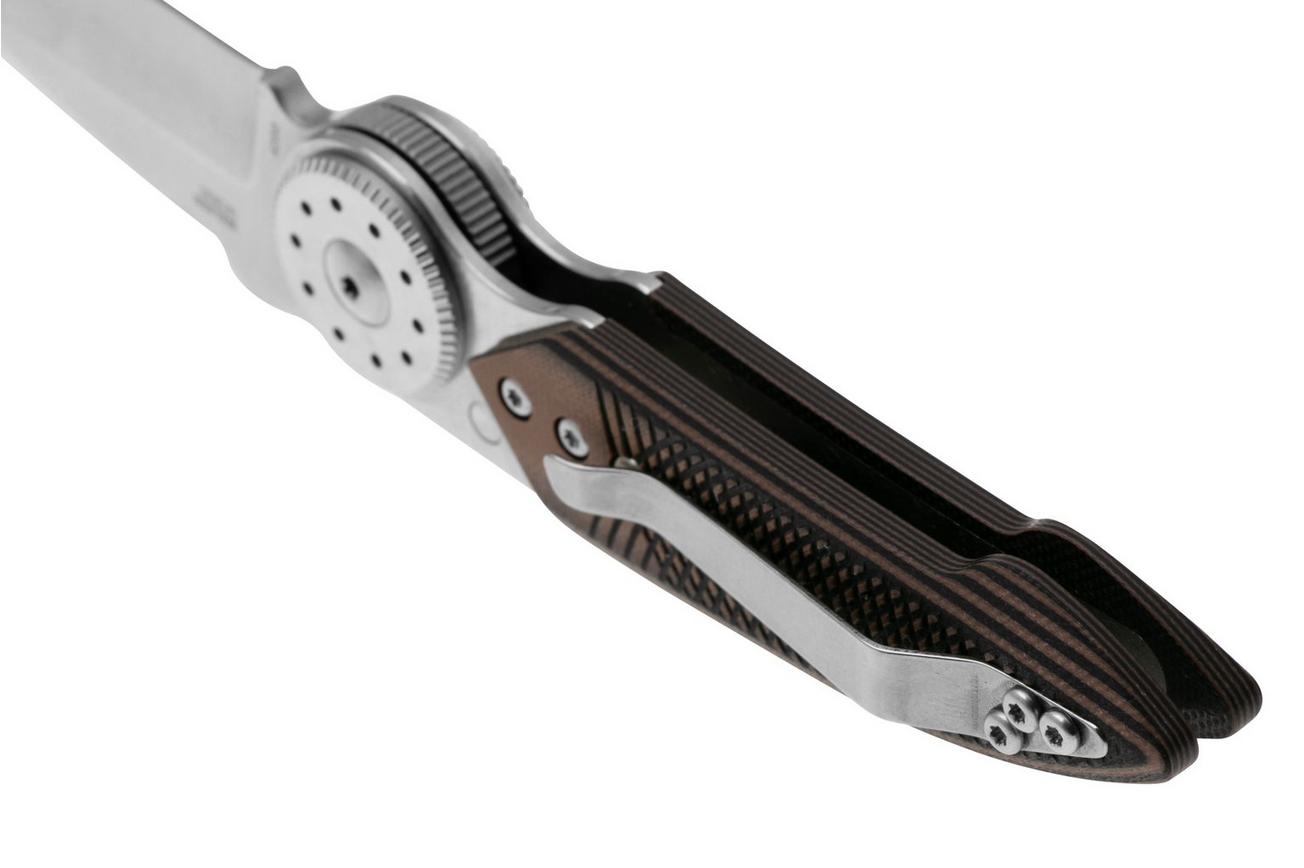 CRKT Walker Blade Lock 4200 Satin 14C28N, Stainless Steel, Black Brown G10 Overlay, zakmes, Michael Walker design