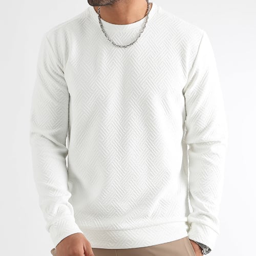 Sweat Crewneck Texturé Maze 3022 Blanc