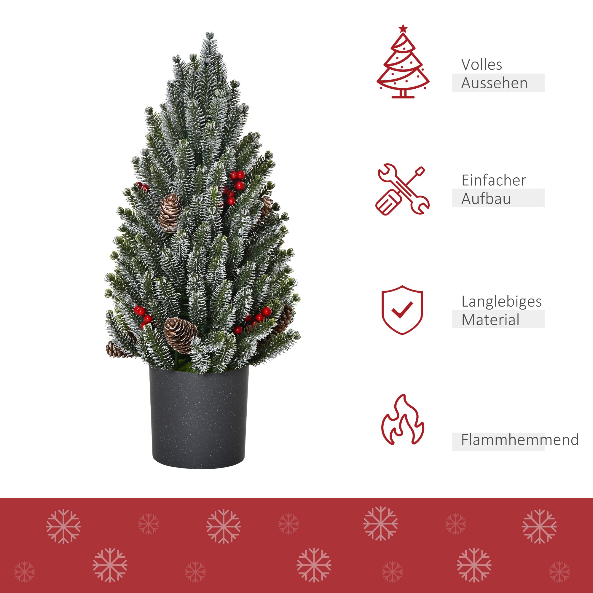 HOMCOM Künstlicher Weihnachtsbaum für den Tisch mit künstlicher Schneeoptik grün Ø27 x 47H cm