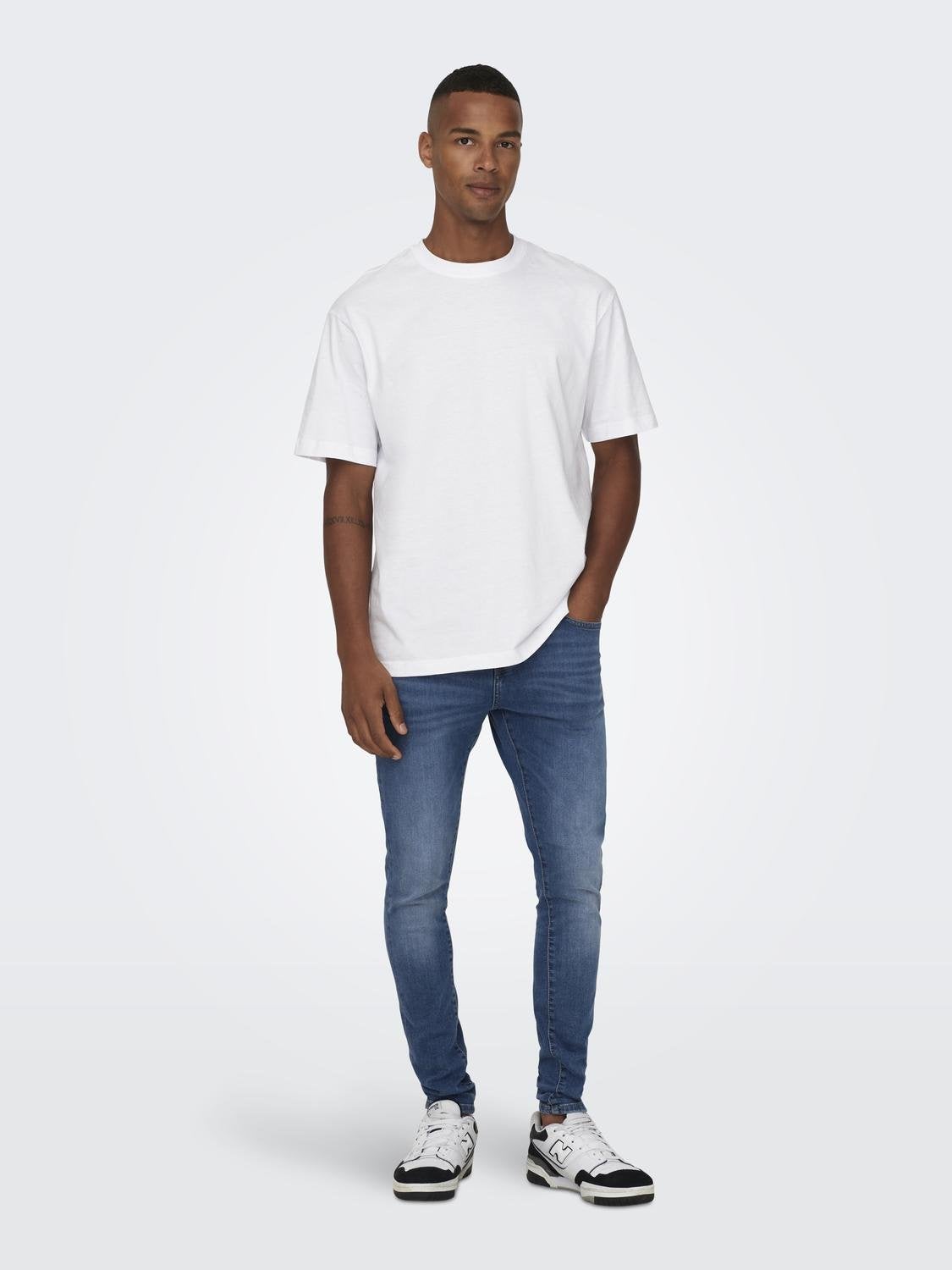 ONSFLY Mid Rise Spray on Fit Jeans Medium Blue Denim