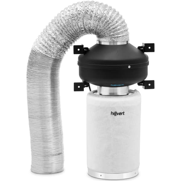 Ventilasjonssett, vifte, kullfilter, ventilasjonsrør dia. 130 mm 10 m