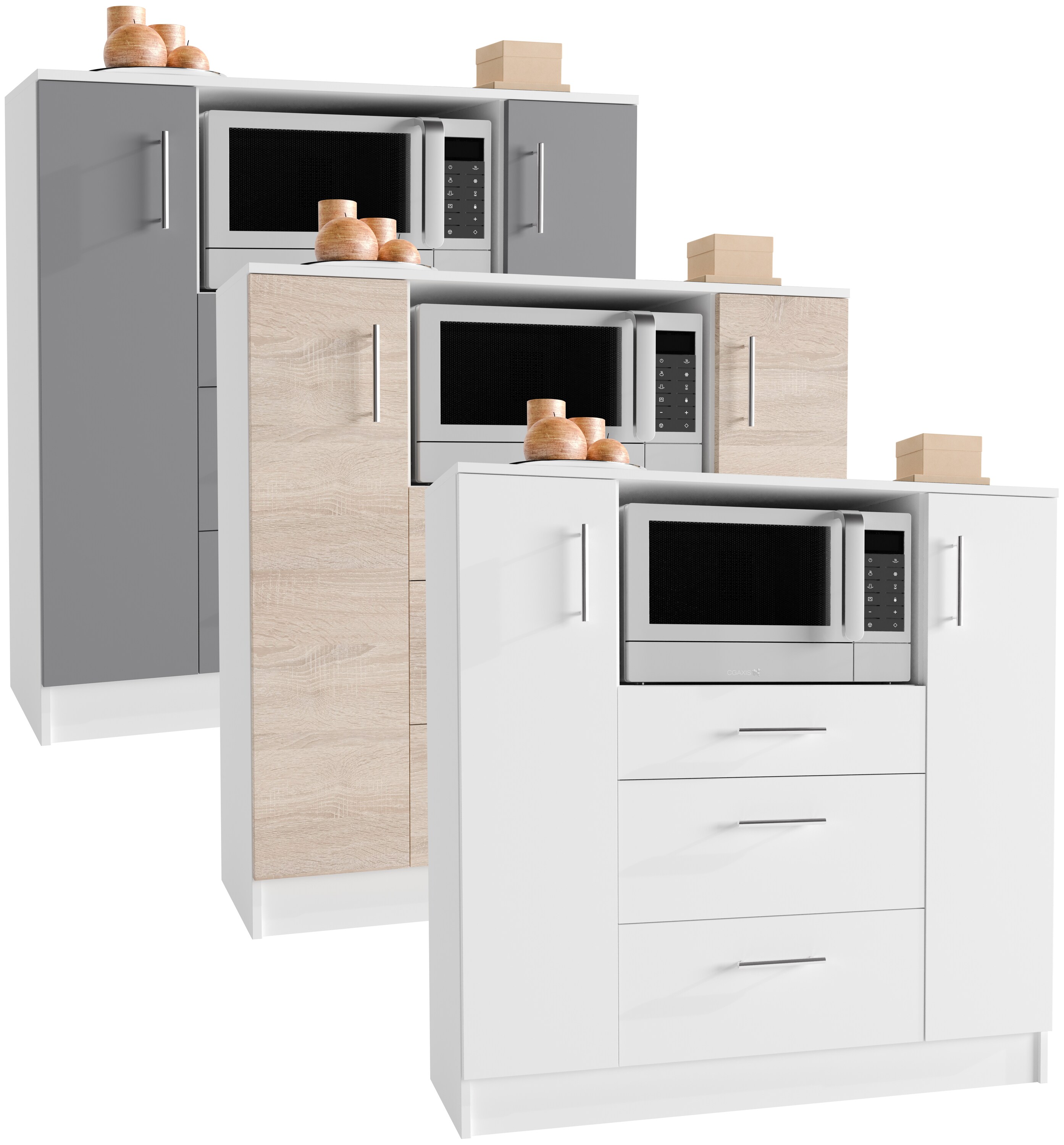 VCM Küchenschrank Schublade Unterschrank Küche Küchenmöbel Mikrowelle Esilo