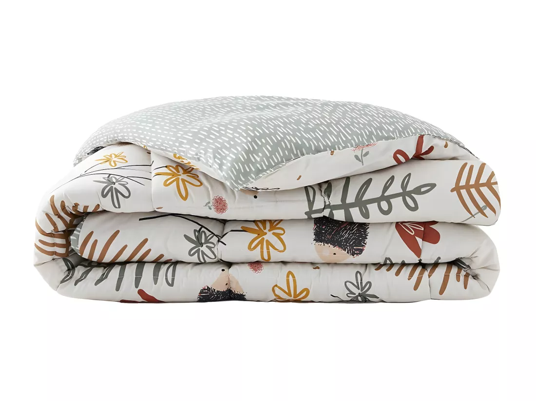 GEDEON - Couette Imprimée Motifs Hérisson 260 x 240 cm + 2 Taies d'oreiller 60x60 cm