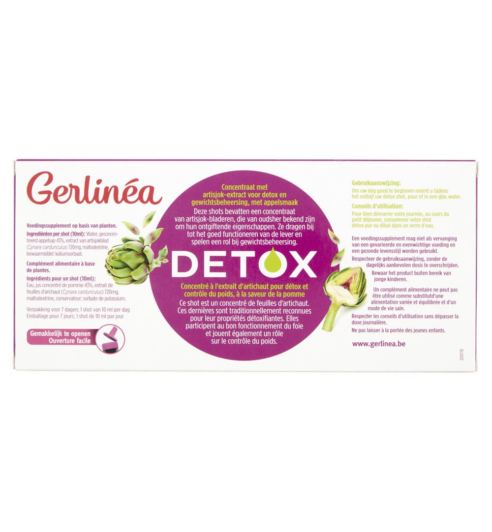 Gerlinéa Detox Shot Artisjok met appelsmaak (7 x 10 ml)