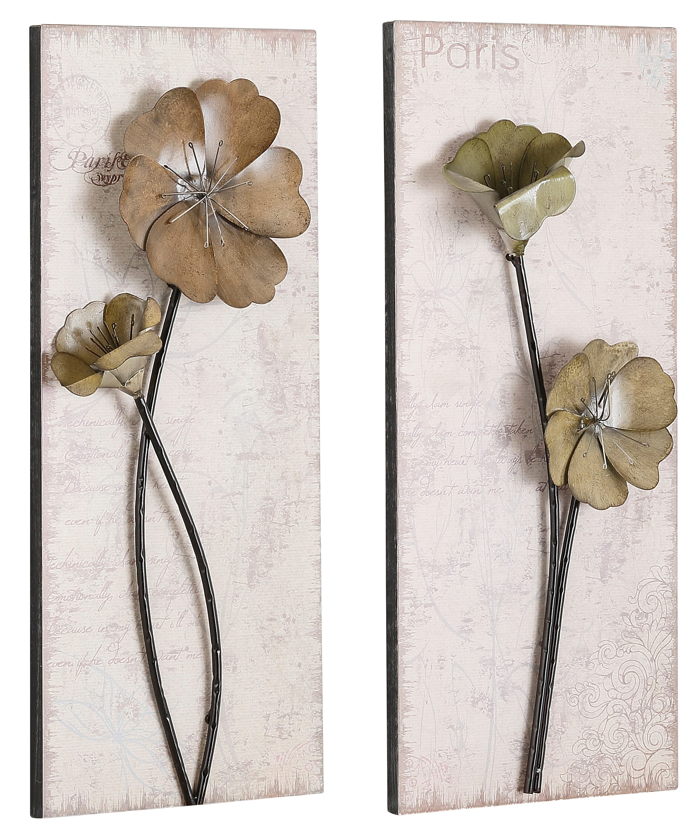 HOFMANN LIVING AND MORE Wandbild »Used-Look-Optik« Blumen | Blumenbilder Set, 2 Stk. tlg. 2x 30/71 cm