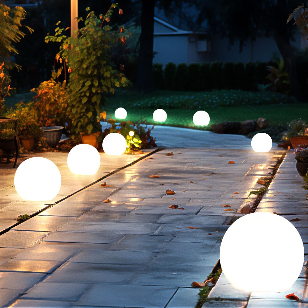 9er Set LED Solarkugel weiß, Erdspieß, DxH 10x38 cm