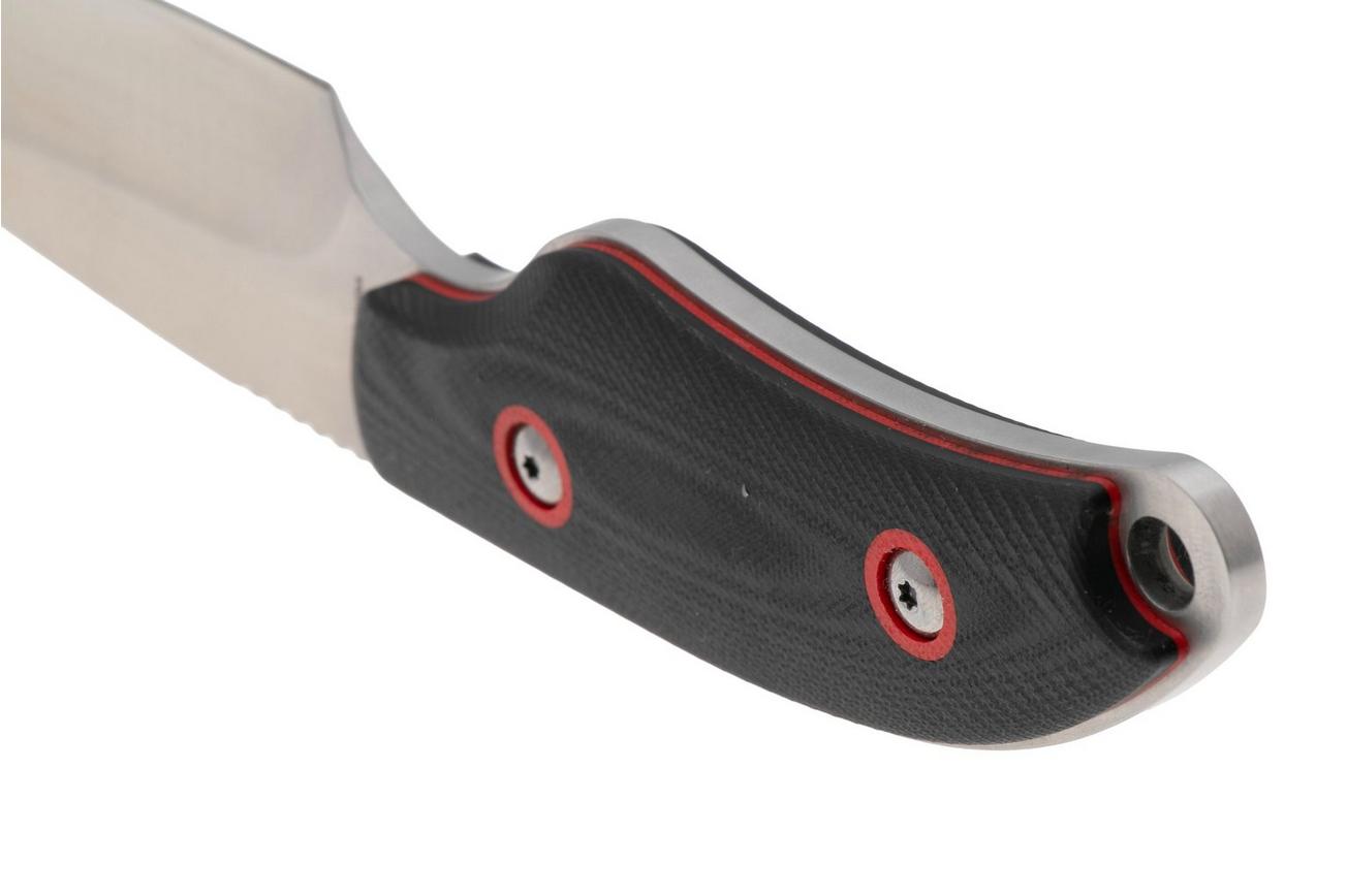 Rough Ryder Code Red Black Bear RR2397, Satin Stainless Steel, Black Red G10, vaststaand mes