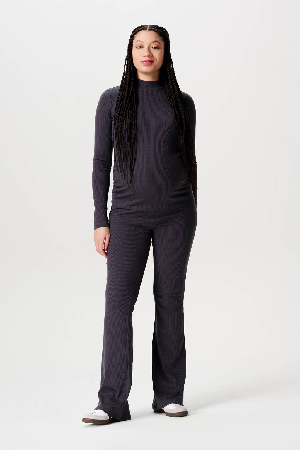 Noppies ribgebreide zwangerschapslongsleeve Sira grijs