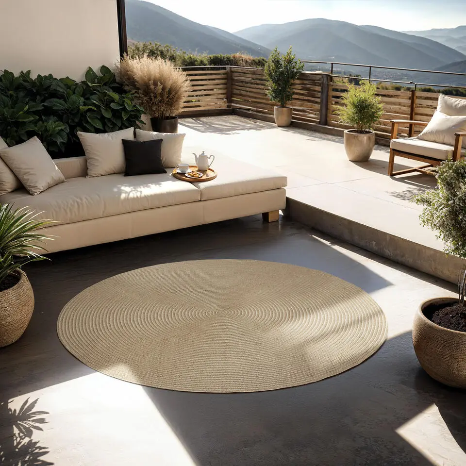 tectake® Geweven vloerkleed Vibe van jute- en kunststofvezels Ø 160 cm