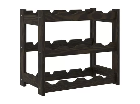 Casier à bouteilles pour 12 bouteilles noir bois pin solide
