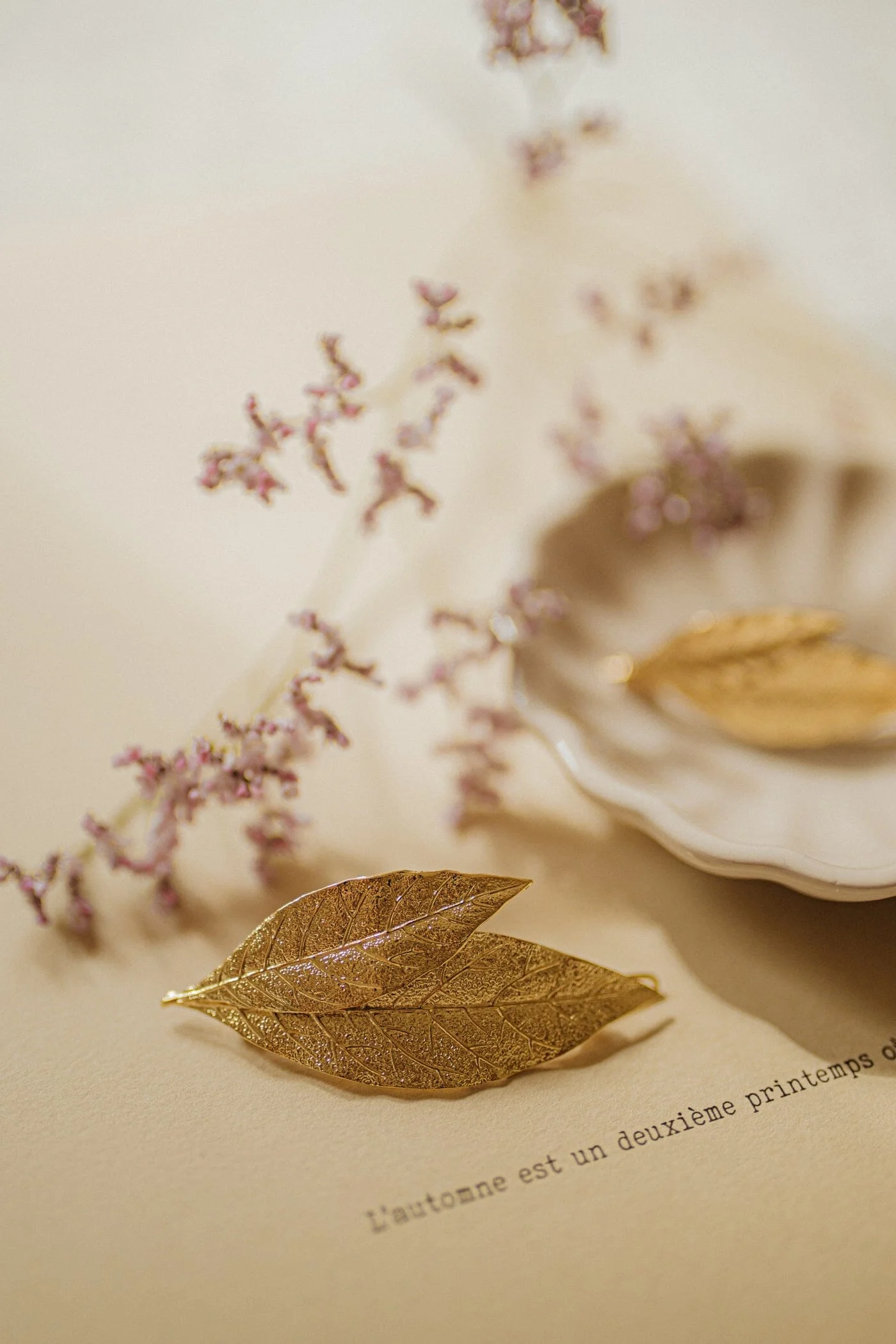 THALIE - Maxi barrette feuilles doré à l'or fin | Doré