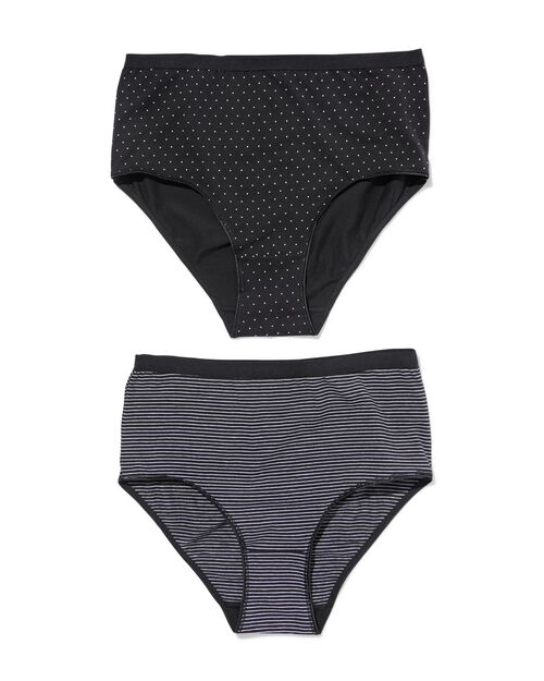 2 slips femme taille haute coton stretch noir