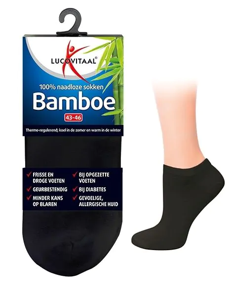 Bamboe Enkelsok Zwart 3 paar
