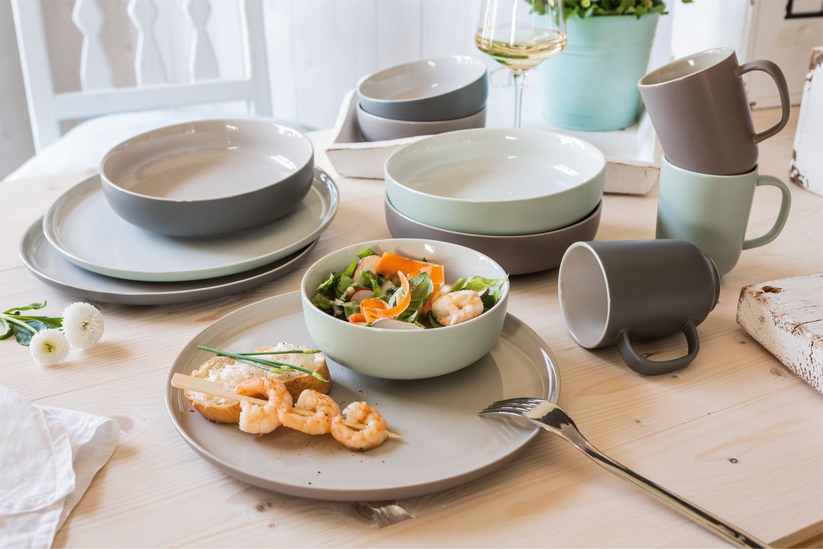 Ritzenhoff & Breker Untertasse JASPER 6er Set taupebraun/ weiß