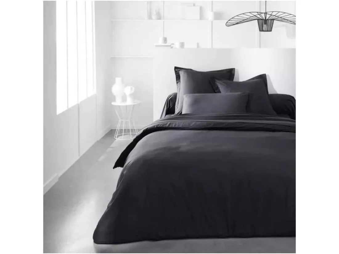 Taie de traversin - 45 x 185 cm uni - Fusain