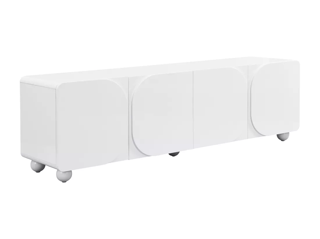 Meuble TV avec 4 portes en MDF - Blanc - YELDINIA