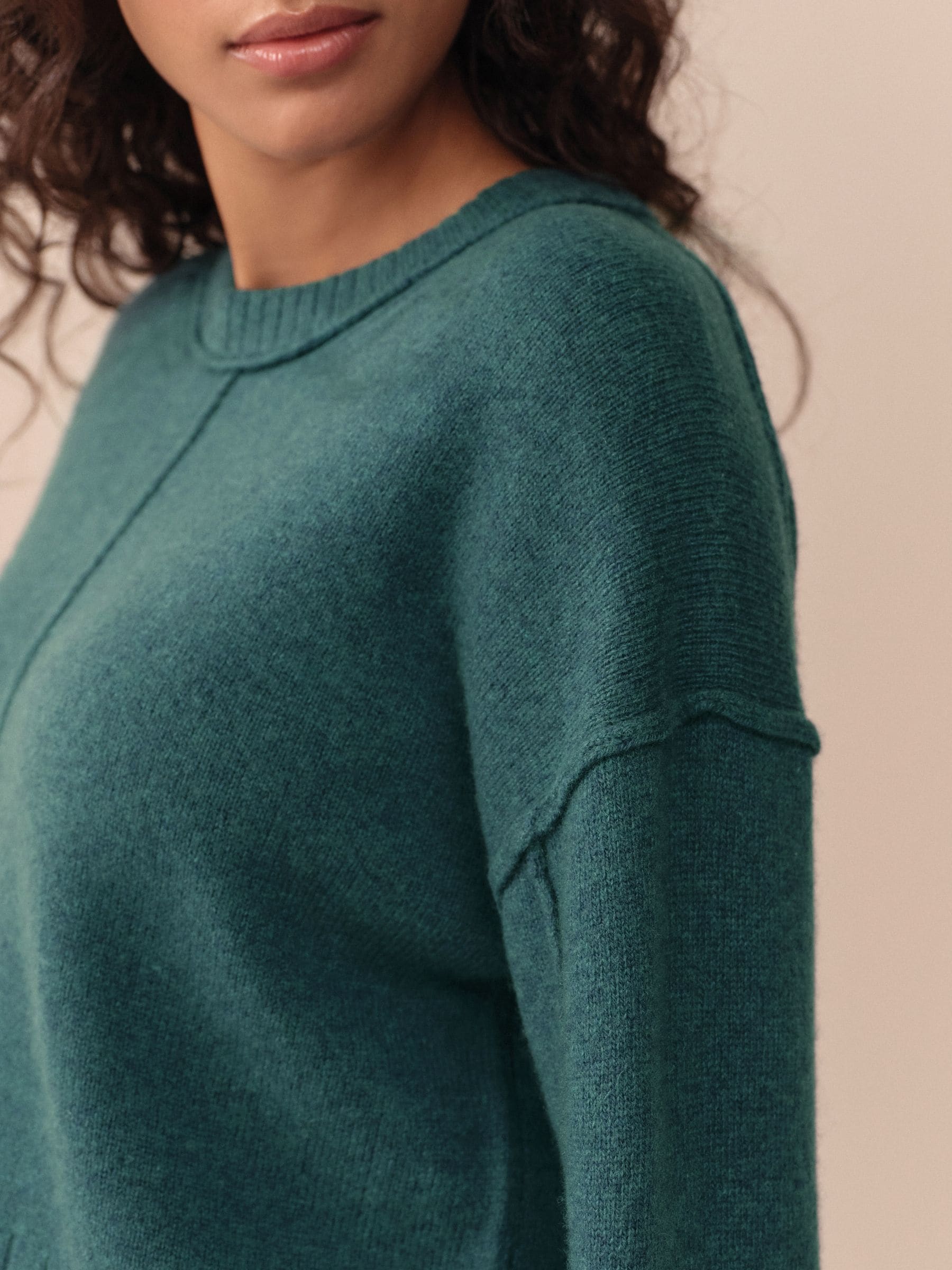 Blauwgroen - 100% N.Premium trui van lamswol met ronde hals
